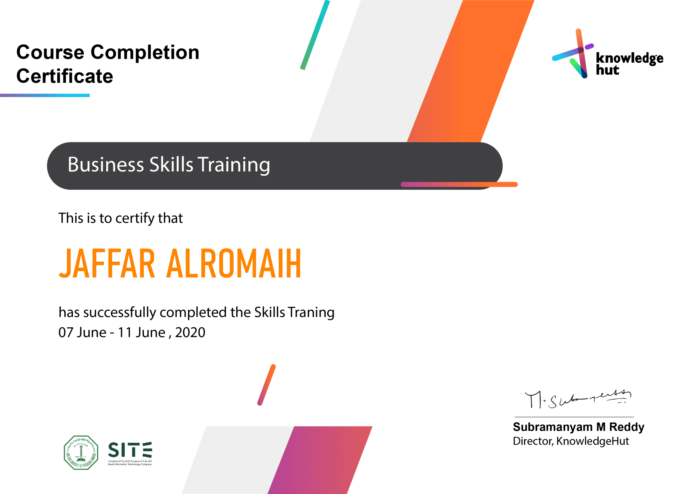 Business Skills Training Certificate